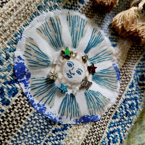 Handmade Artsy Boho Sun Crossbody Pouch - Picture 9 of 14